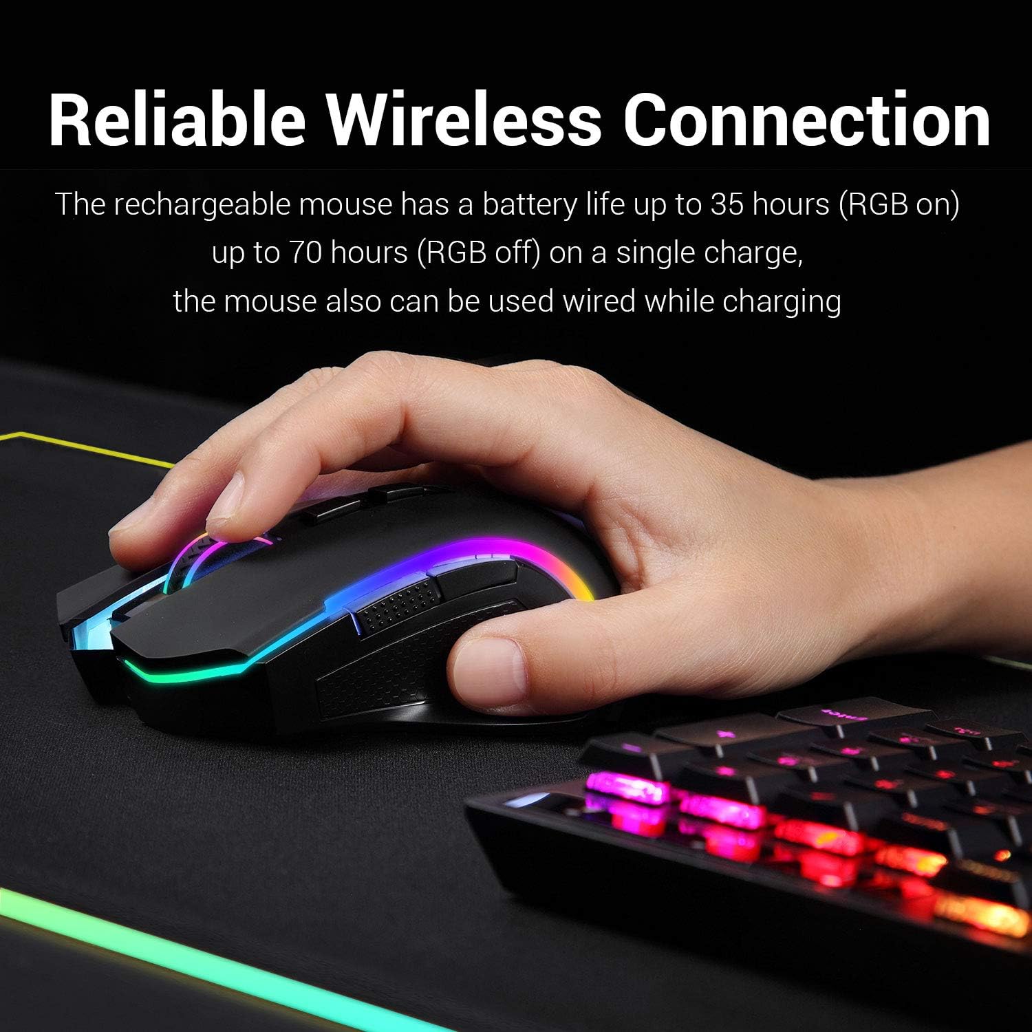 MOUSE GAMER REDRAGON M602 GRIFFIN RGB TRI-MODE 8000 DPI - 3