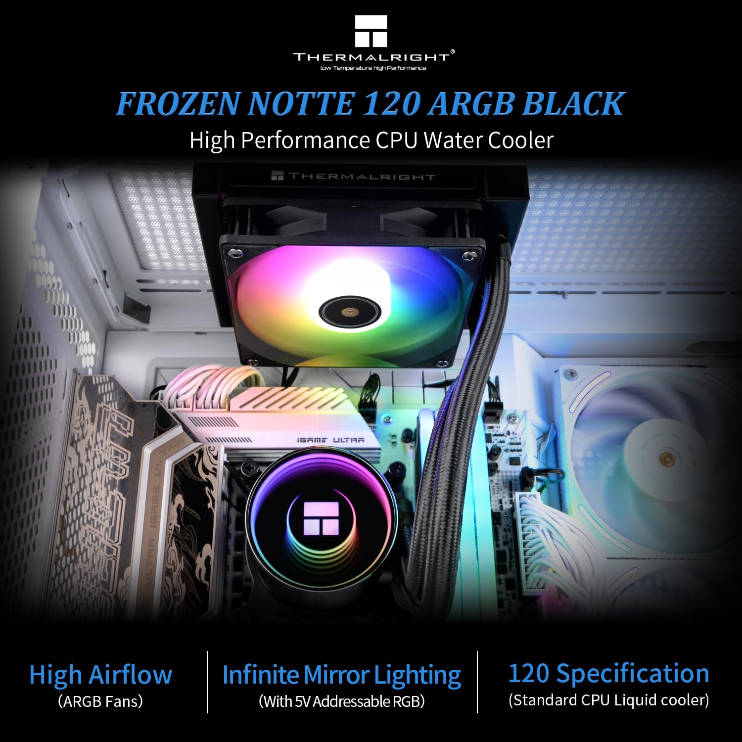 ENFRIADOR LÍQUIDO PARA CPU THERMALRIGHT FROZEN NOTTE 120 ARGB NEGRO 120MM PWM - 3