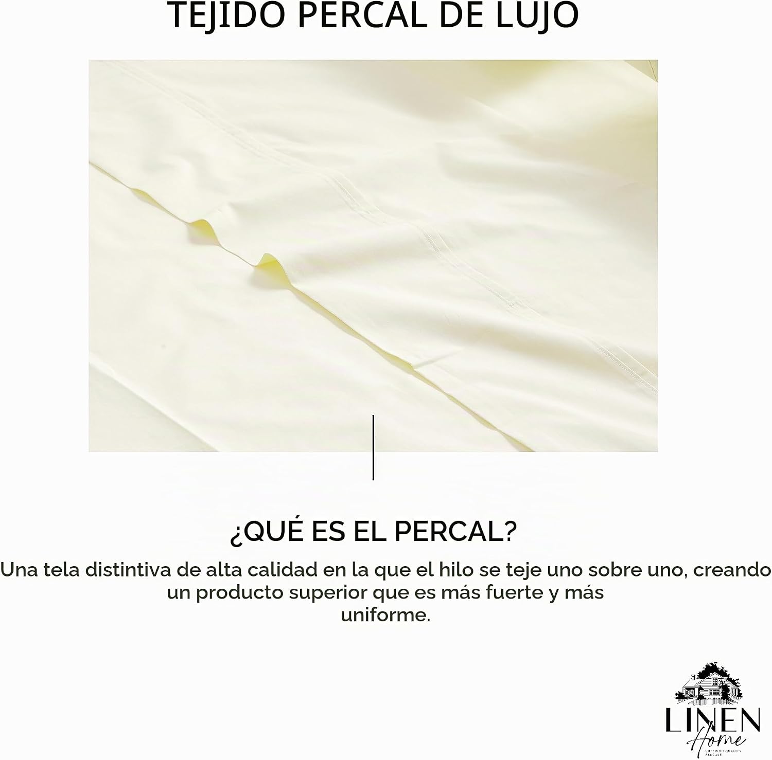 JUEGO DE SÁBANAS LINEN HOME QUEEN CREMA 4 PIEZAS ALGODÓN PERCAL - 2