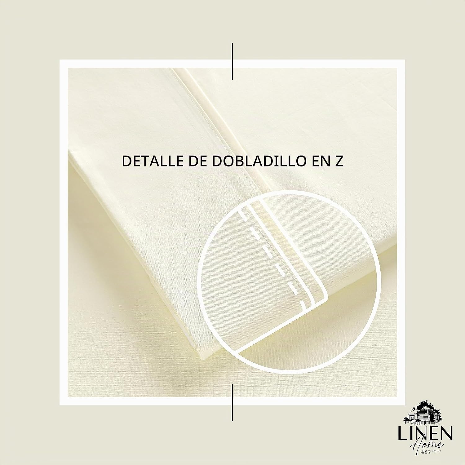 JUEGO DE SÁBANAS LINEN HOME QUEEN CREMA 4 PIEZAS ALGODÓN PERCAL - 3