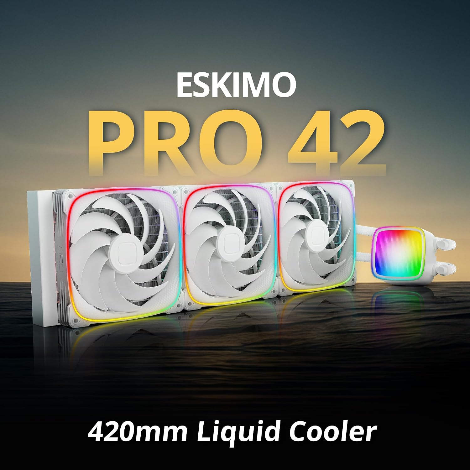 ENFRIADOR LÍQUIDO PARA CPU GEOMETRIC FUTURE ESKIMO PRO 420MM RGB PWM BLANCO - 2