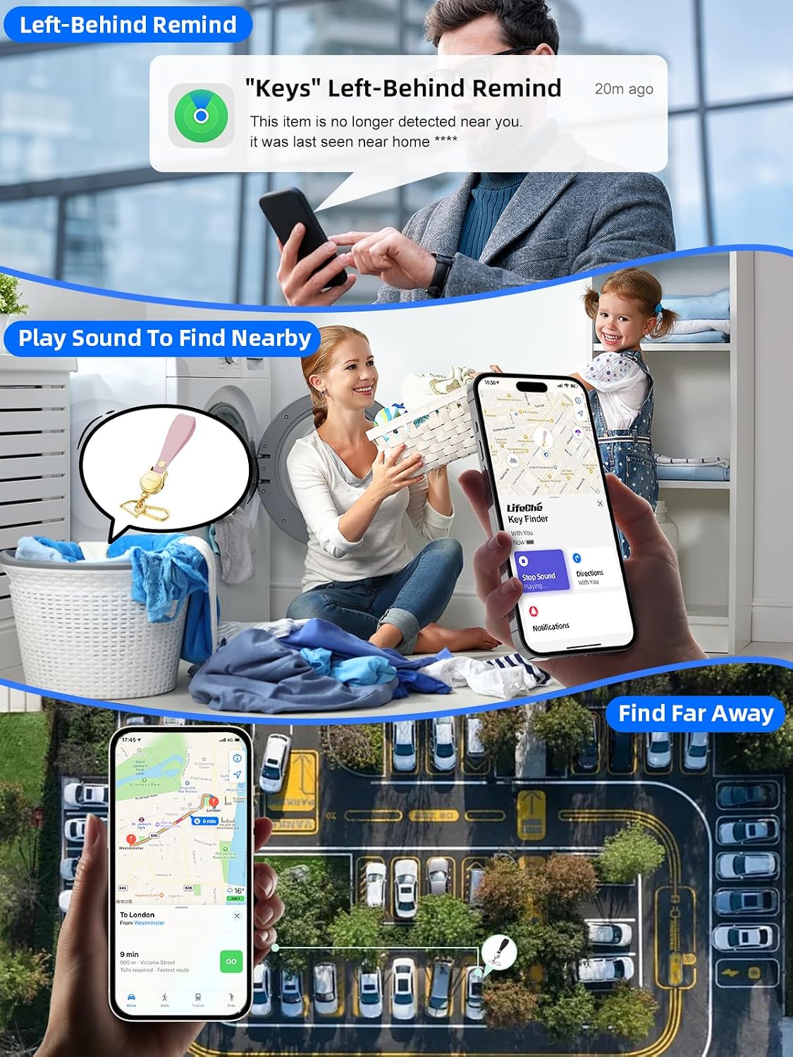 LLAVERO LOCALIZADOR LIFECHÉ FIND MY ACERO INOXIDABLE RECARGABLE - 4