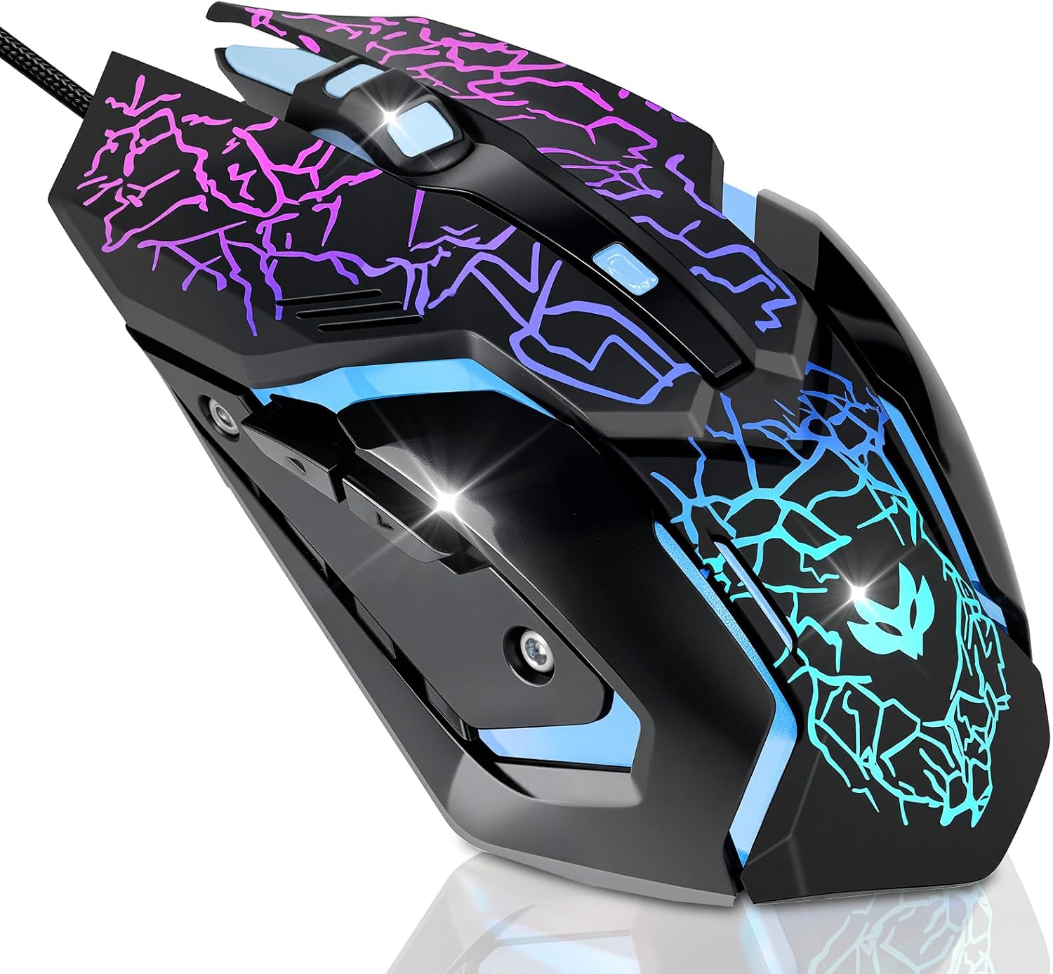 MOUSE GAMER LACOLAIN USB CON 6 BOTONES Y 4 NIVELES DE DPI HASTA 3600, NEGRO - 1