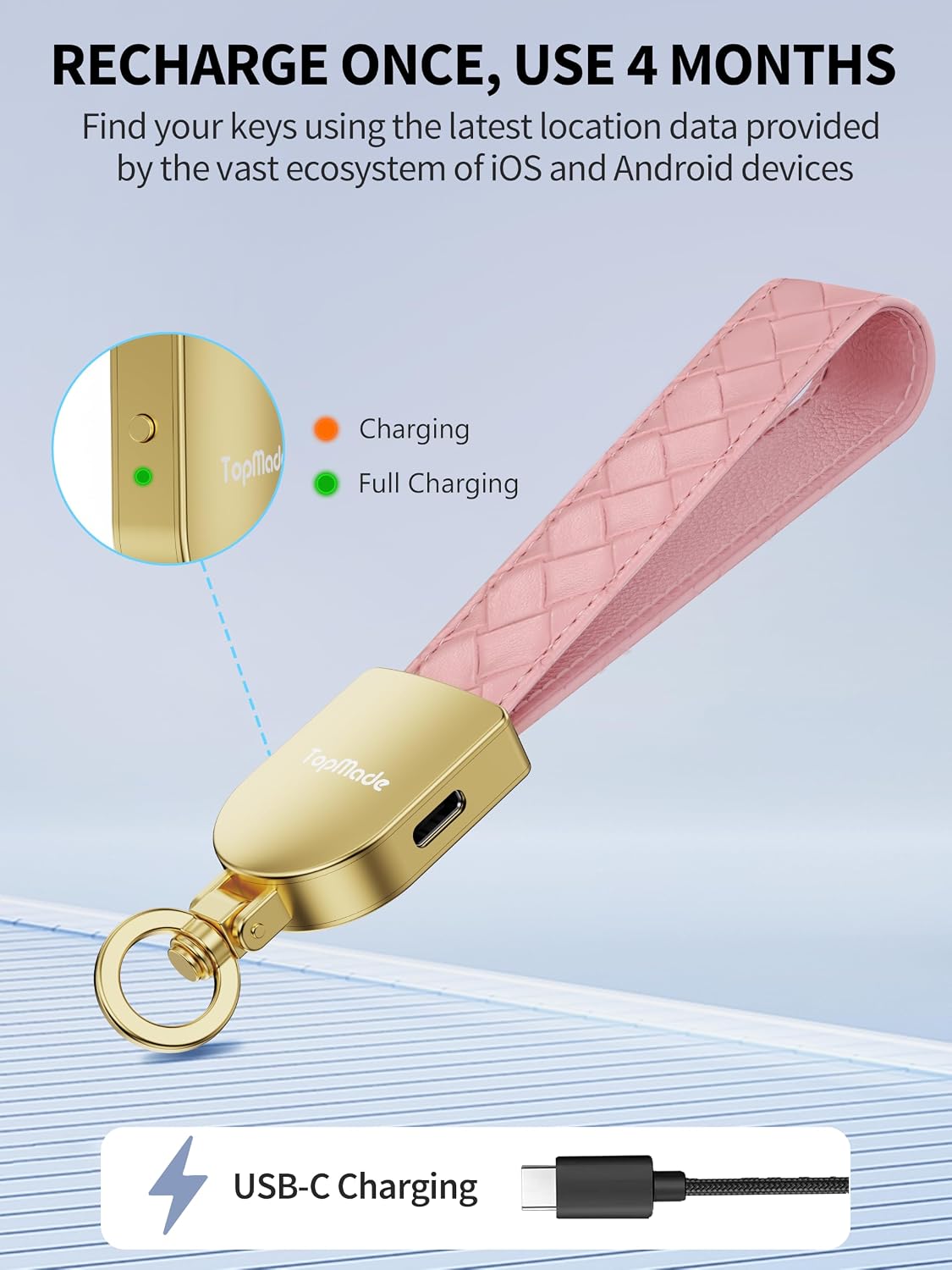 LLAVERO LOCALIZADOR TOPMADE SMART KEYCHAIN TRACKER ROSA Y DORADO - 5