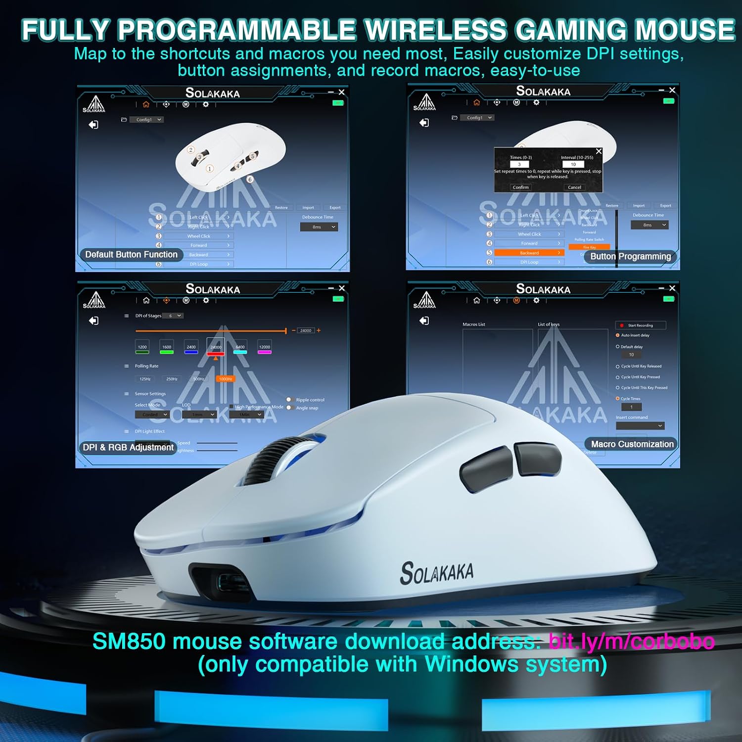 MOUSE GAMER CORBOBO SOLAKAKA SM850 WIRELESS 24000 DPI LIGERO - 5