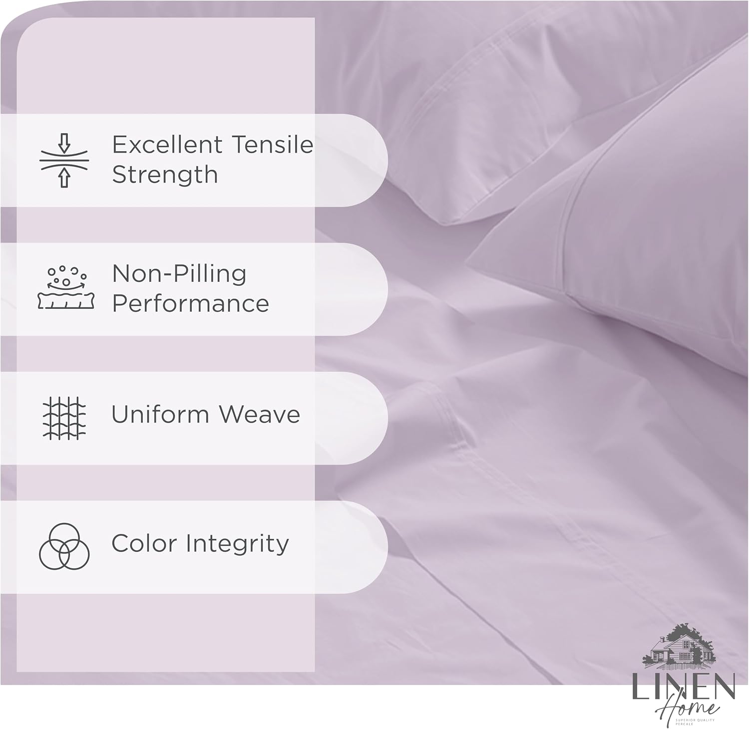 JUEGO DE SÁBANAS LINEN HOME KING 100% ALGODÓN PERCAL LILA IRIS 4 PIEZAS - 2