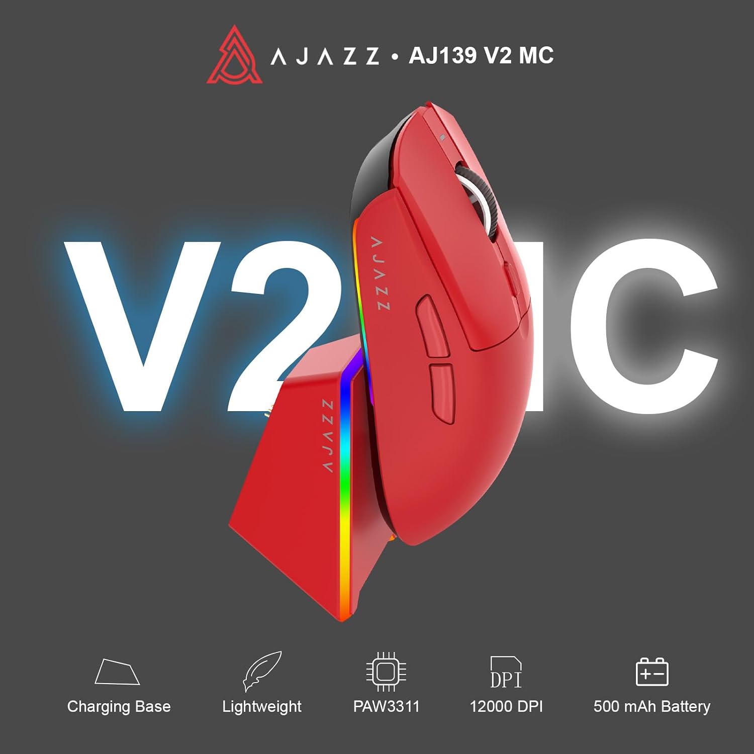 MOUSE GAMER AJAZZ AJ139 V2 MC INALÁMBRICO 24000DPI BLUETOOTH RGB - 2