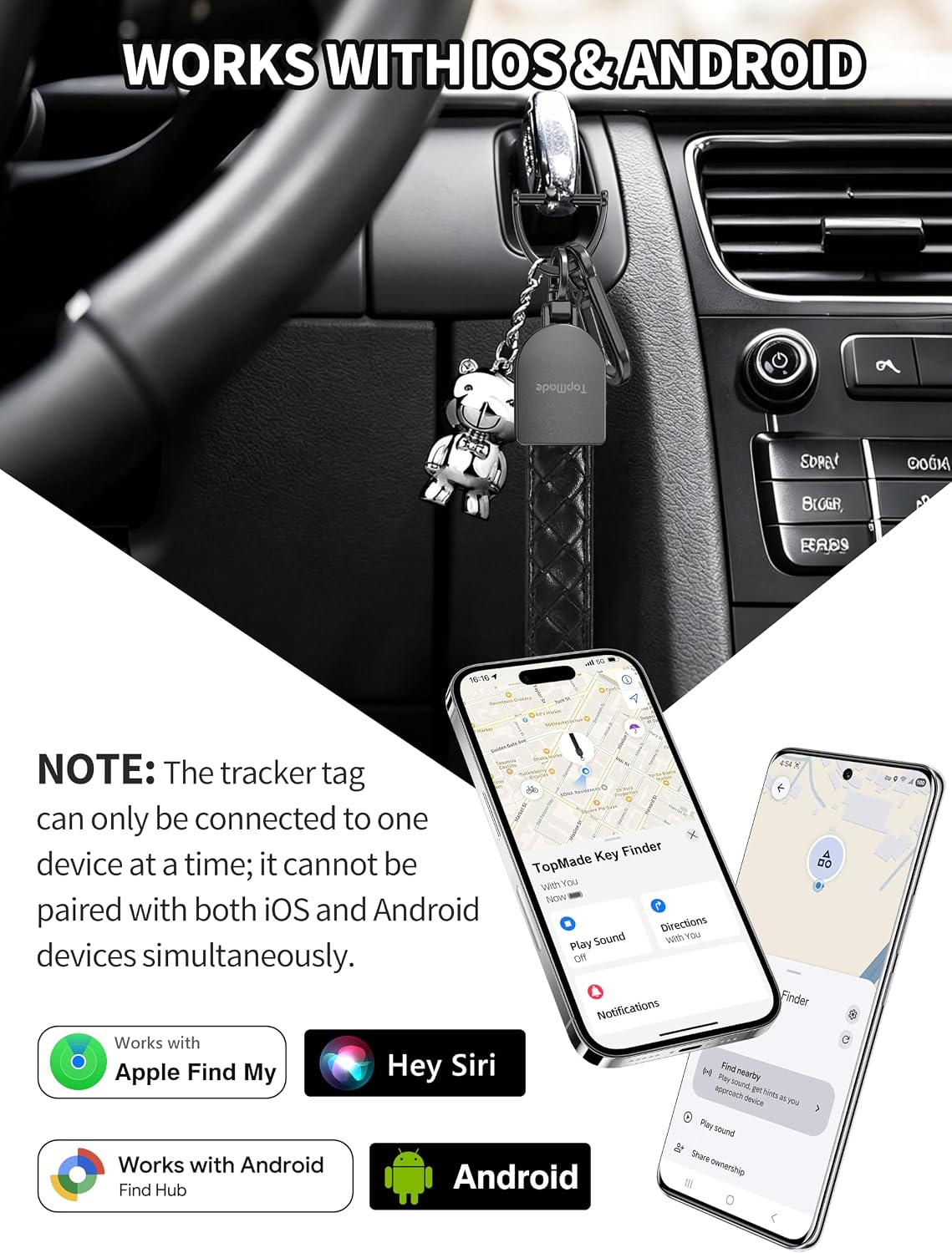 LLAVERO LOCALIZADOR TOPMADE SMART KEYCHAIN TRACKER NEGRO Y CARBONO - 2