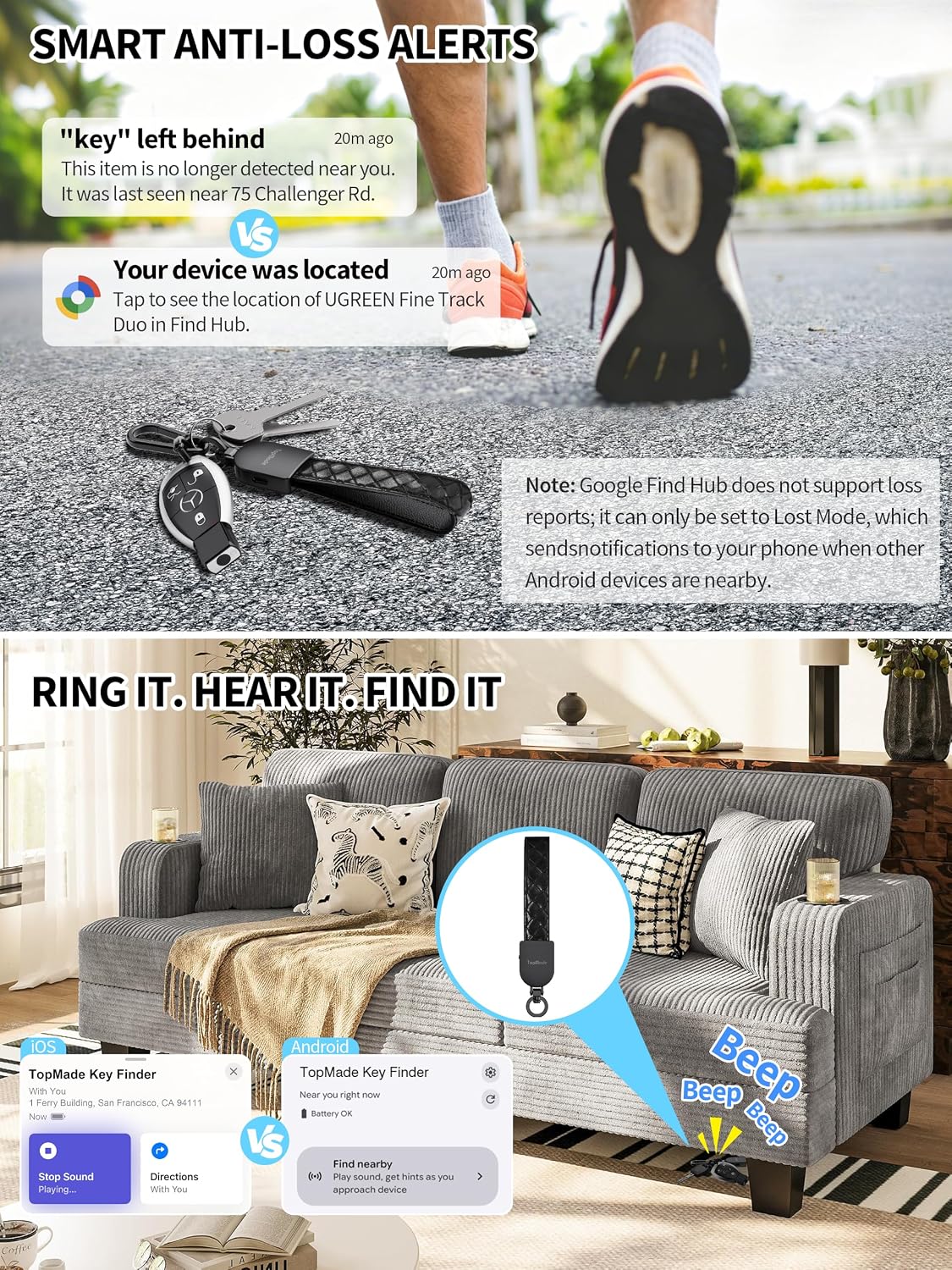 LLAVERO LOCALIZADOR TOPMADE SMART KEYCHAIN TRACKER NEGRO Y CARBONO - 4