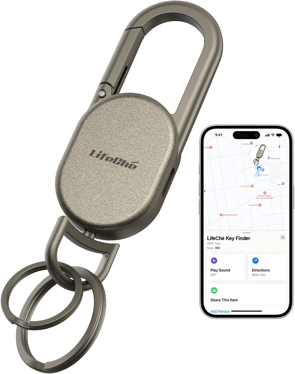 LLAVERO LOCALIZADOR LIFECHÉ FIND MY ACERO INOXIDABLE RECARGABLE - 1