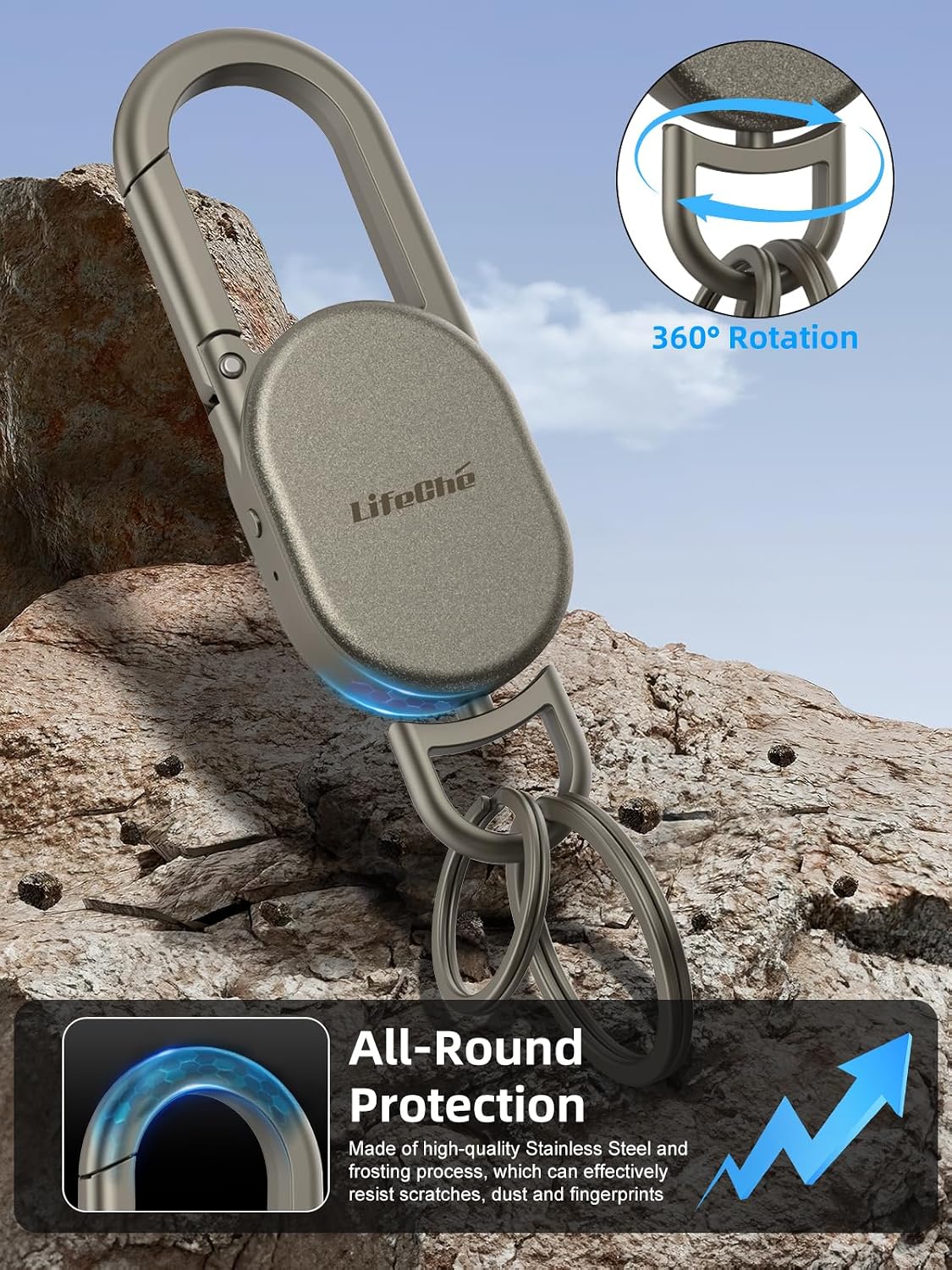 LLAVERO LOCALIZADOR LIFECHÉ FIND MY ACERO INOXIDABLE RECARGABLE - 5