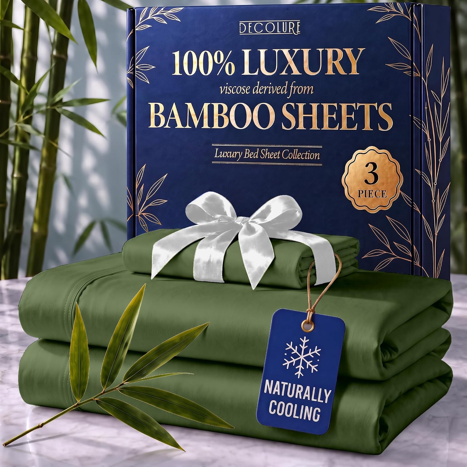 JUEGO DE SÁBANAS DECOLURE 100% VISCOSA DE BAMBÚ TWIN 3 PIEZAS - 1