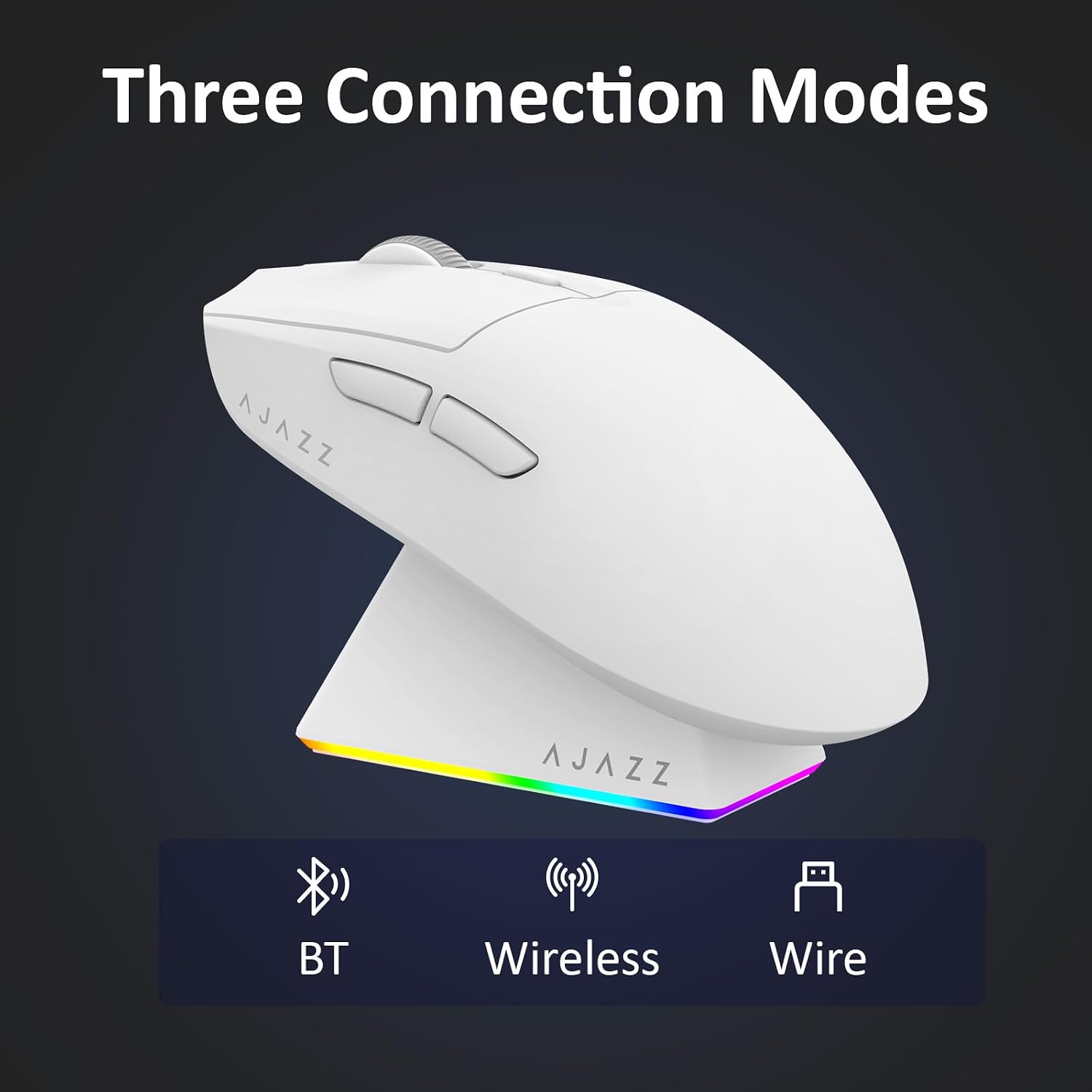 MOUSE GAMER AJAZZ AJ139 V2 MC INALÁMBRICO BLANCO CON BASE DE CARGA RGB Y SENSOR PAW3311 24000 DPI - 4