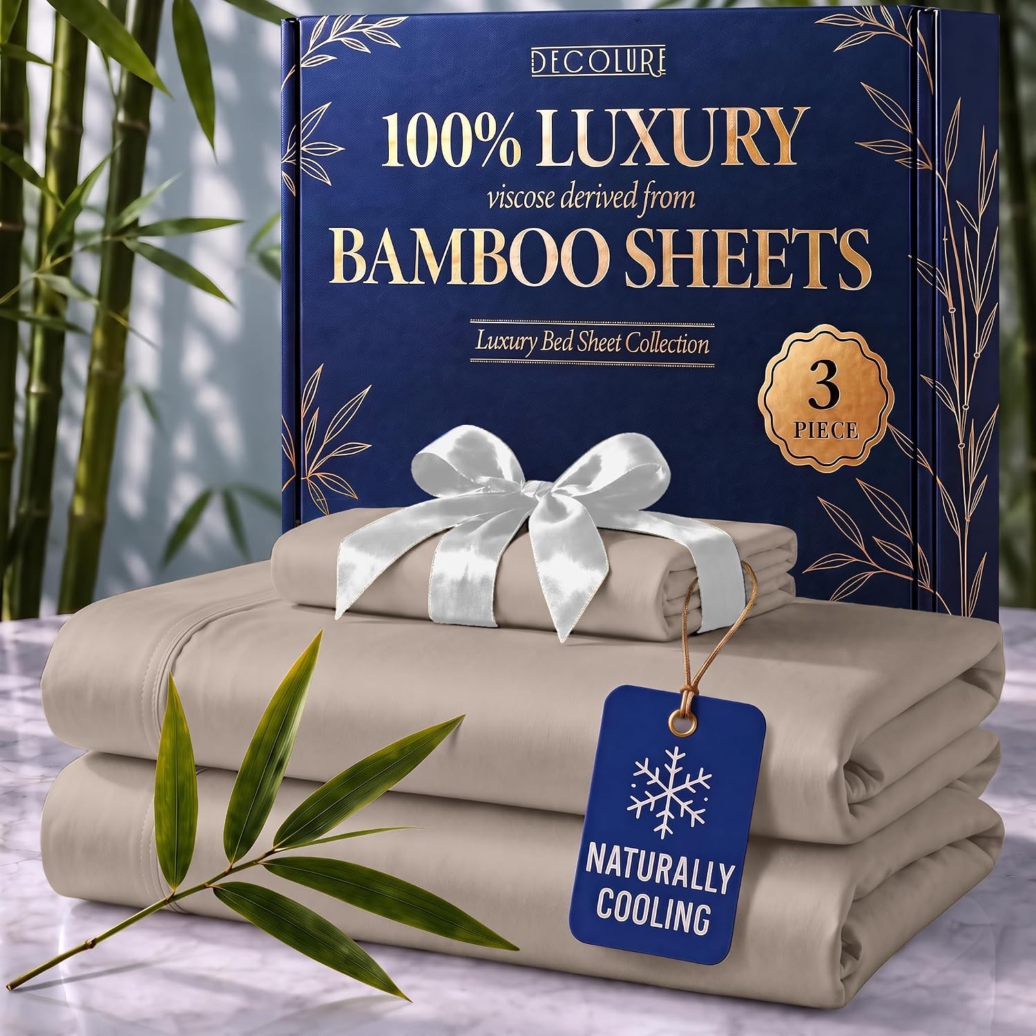 JUEGO DE SÁBANAS DECOLURE 100% VISCOSA DE BAMBÚ TWIN 3 PIEZAS - 1