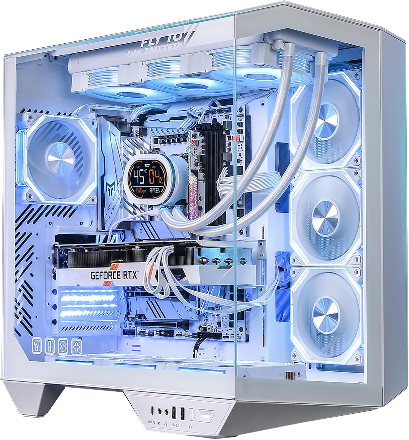 GABINETE PARA PC DARKFLASH DY470 FULL-TOWER ATX BLANCO CON 4 VENTILADORES PWM ARGB - 1