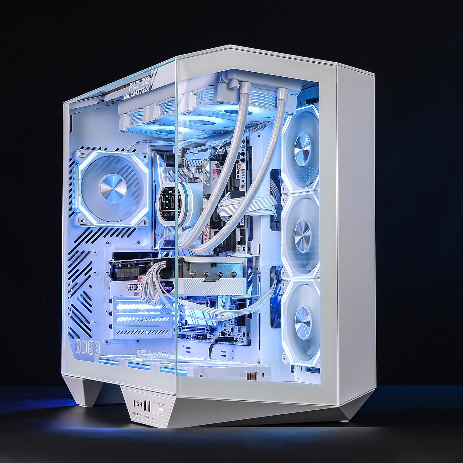 GABINETE PARA PC DARKFLASH DY470 FULL-TOWER ATX BLANCO CON 4 VENTILADORES PWM ARGB - 3