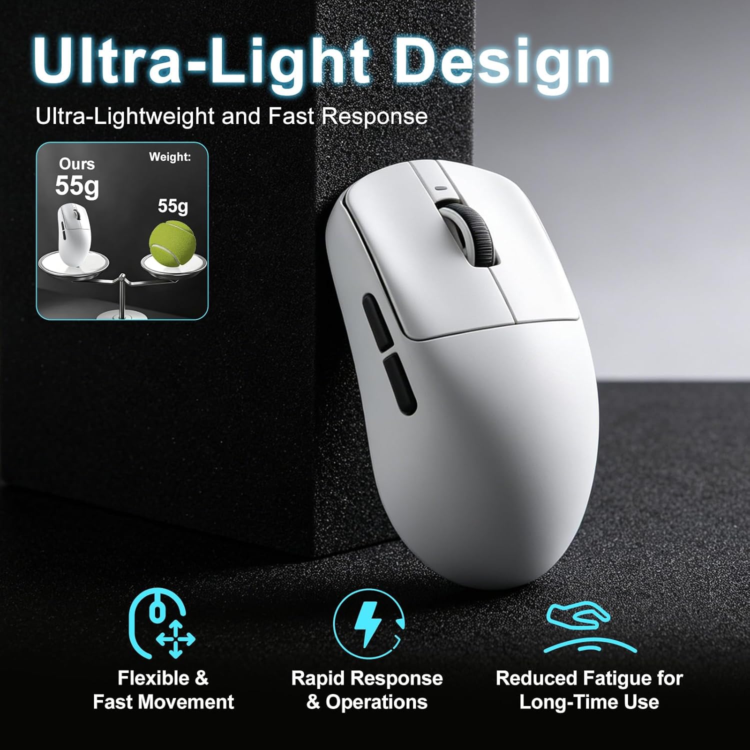 MOUSE GAMER MIKIBY ATK R1 SE+ WIRELESS 18000 DPI BLANCO - 5