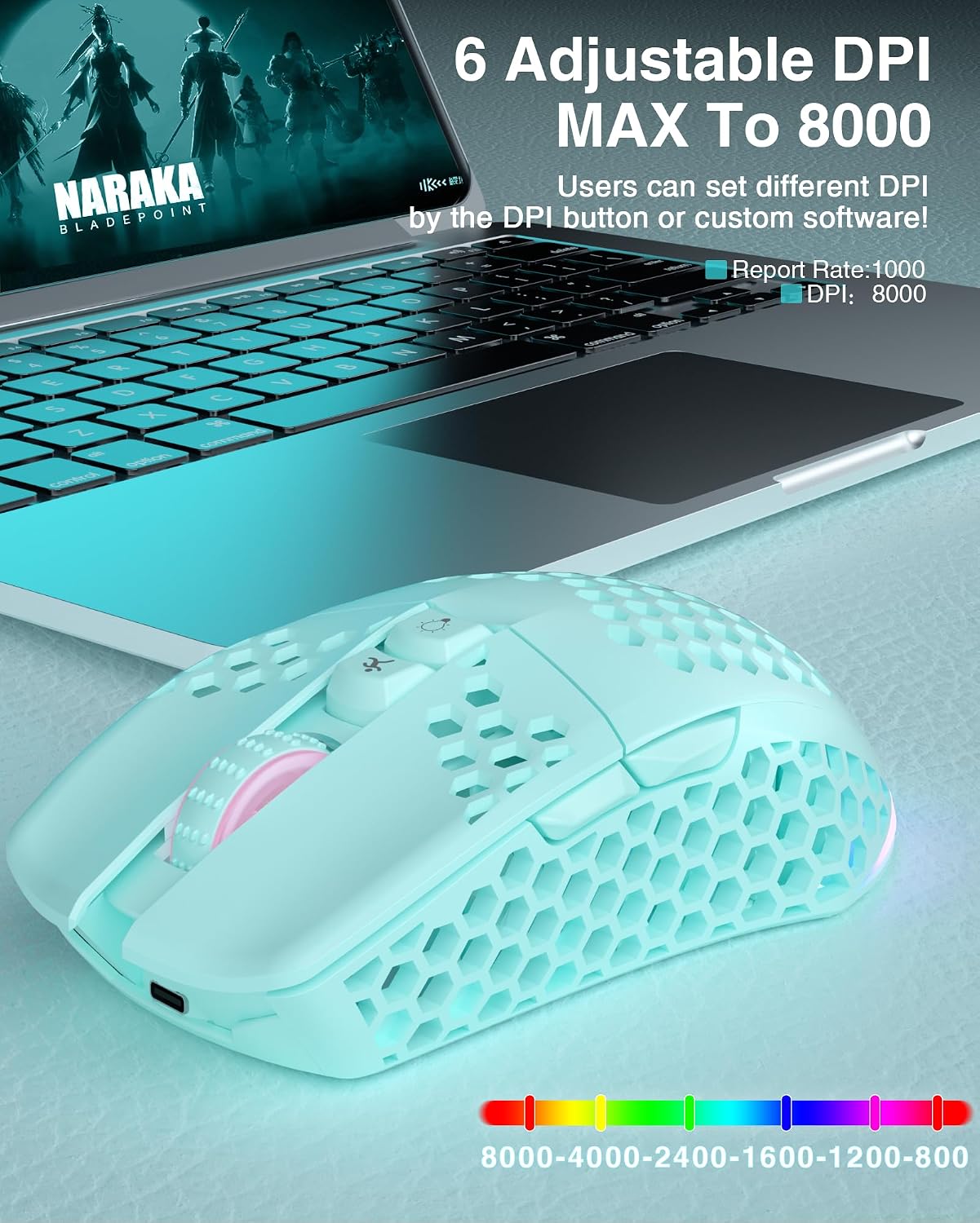 MOUSE GAMER SOLAKAKA SM600 INALÁMBRICO CON CARCASA HONEYCOMB GRIS - 5
