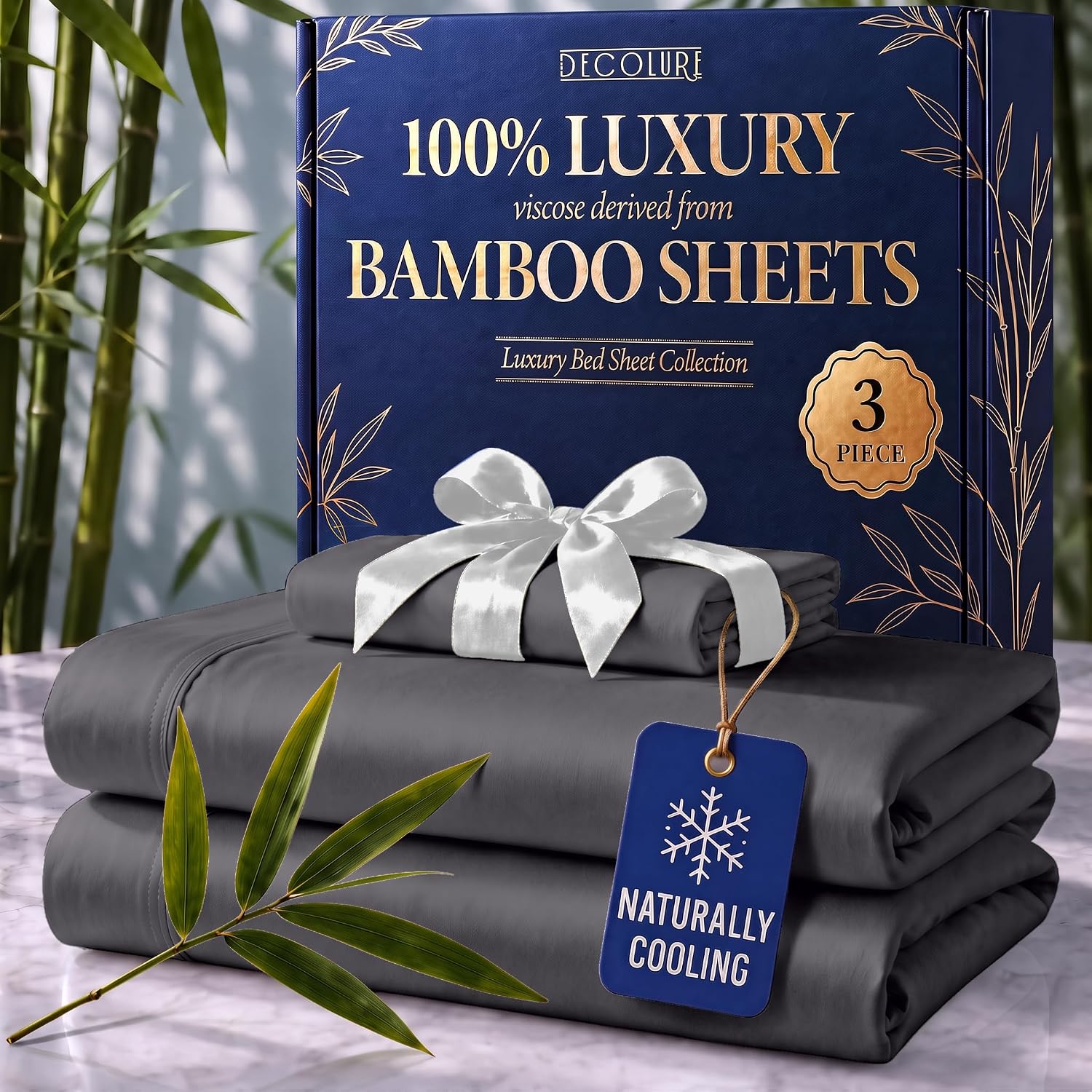 JUEGO DE SÁBANAS DECOLURE 100% VISCOSA DE BAMBÚ TWIN 3 PIEZAS - 1