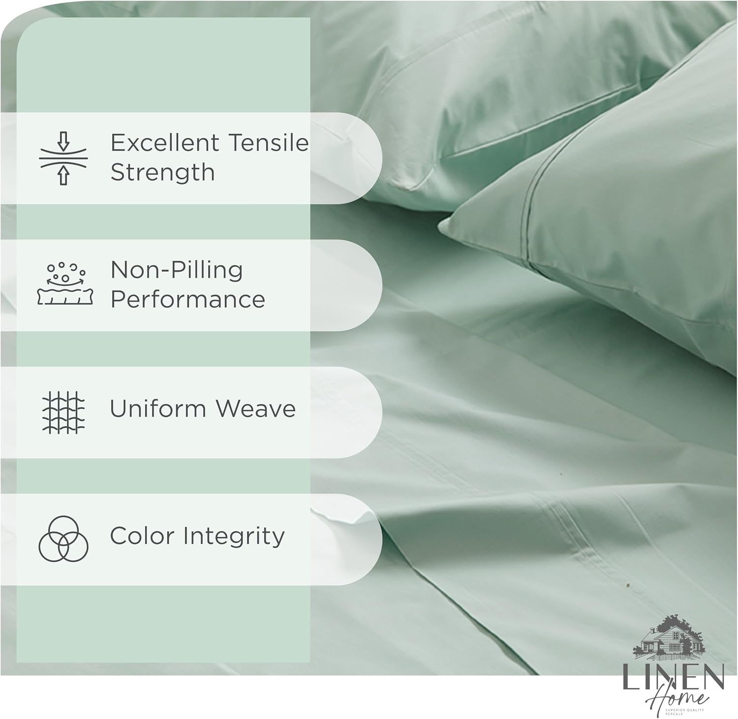 JUEGO DE SÁBANAS LINEN HOME PERCAL ALGODÓN 100% TWIN PASTEL TURQUESA BOLSILLO PROFUNDO 3 PIEZAS - 2