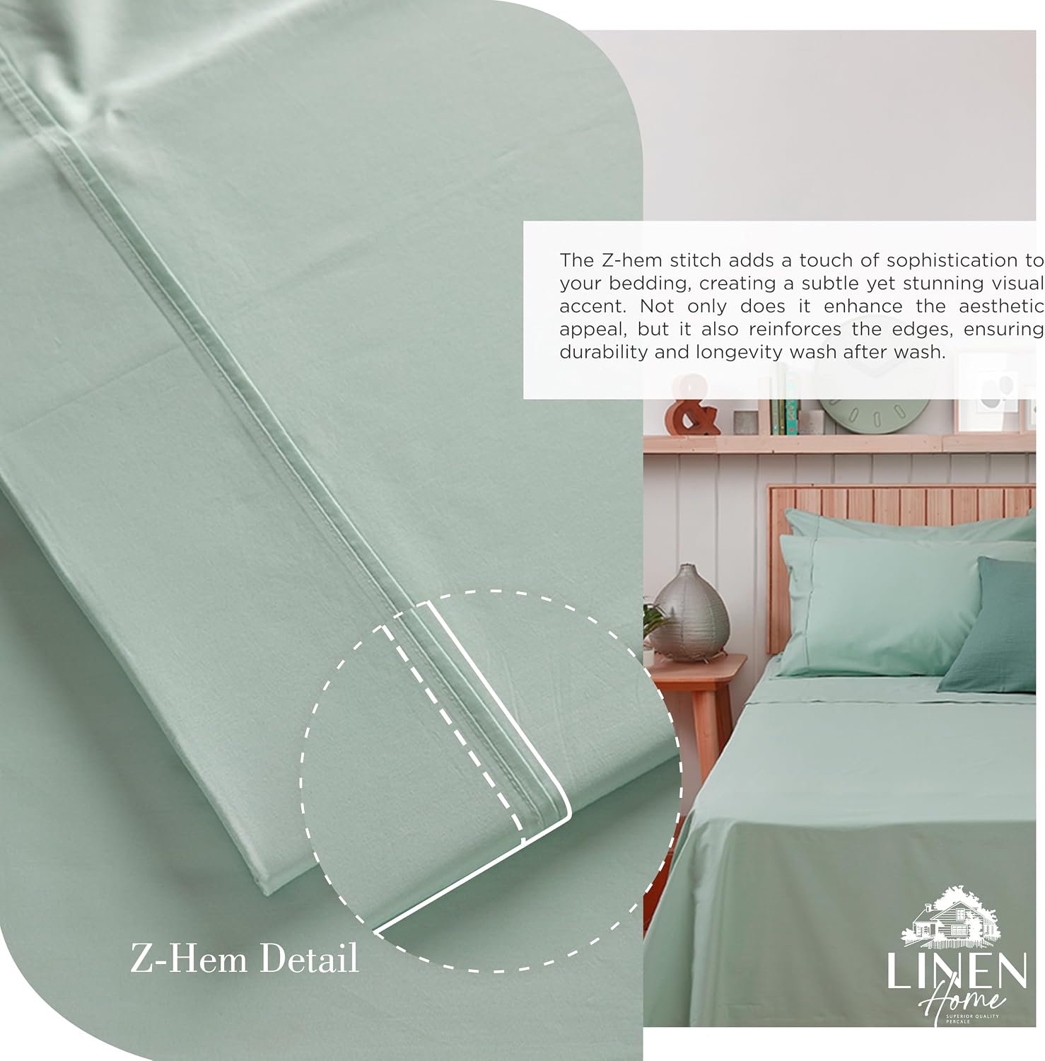 JUEGO DE SÁBANAS LINEN HOME PERCAL ALGODÓN 100% TWIN PASTEL TURQUESA BOLSILLO PROFUNDO 3 PIEZAS - 3