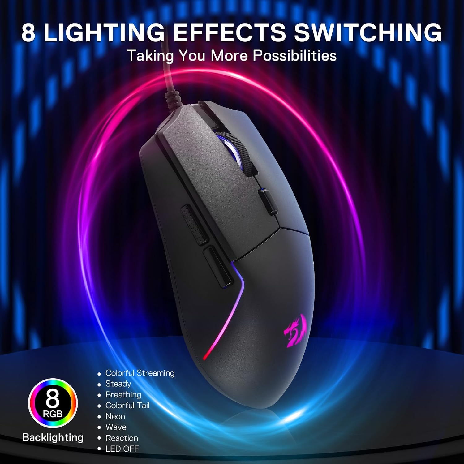 MOUSE GAMER REDRAGON M730 RGB CABLEADO 10K DPI LIGERO - 4