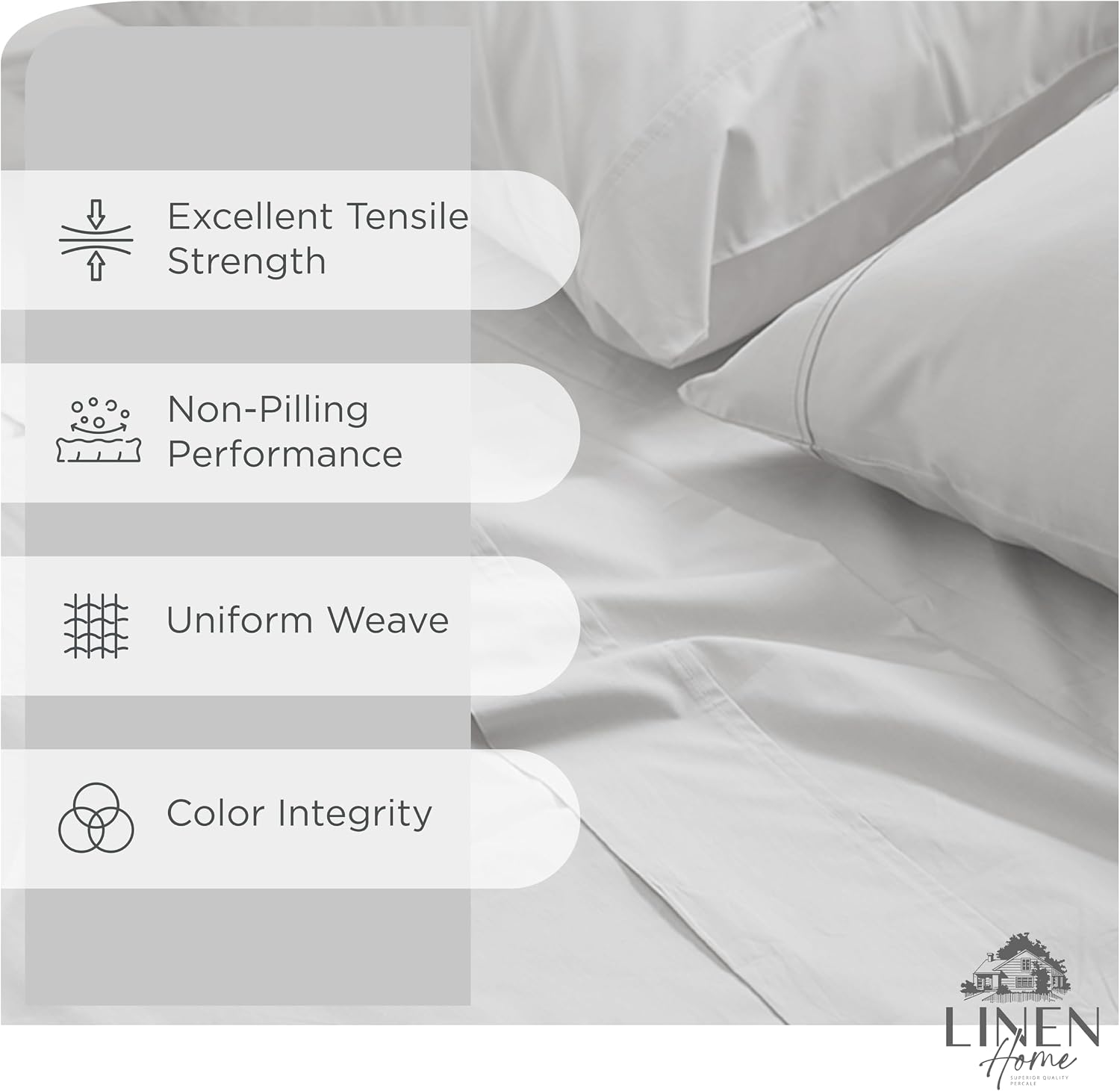 JUEGO DE SÁBANAS LINEN HOME PERCALE ALGODÓN 100% CALIFORNIA KING PLATA BOLSILLO PROFUNDO 4 PIEZAS - 2
