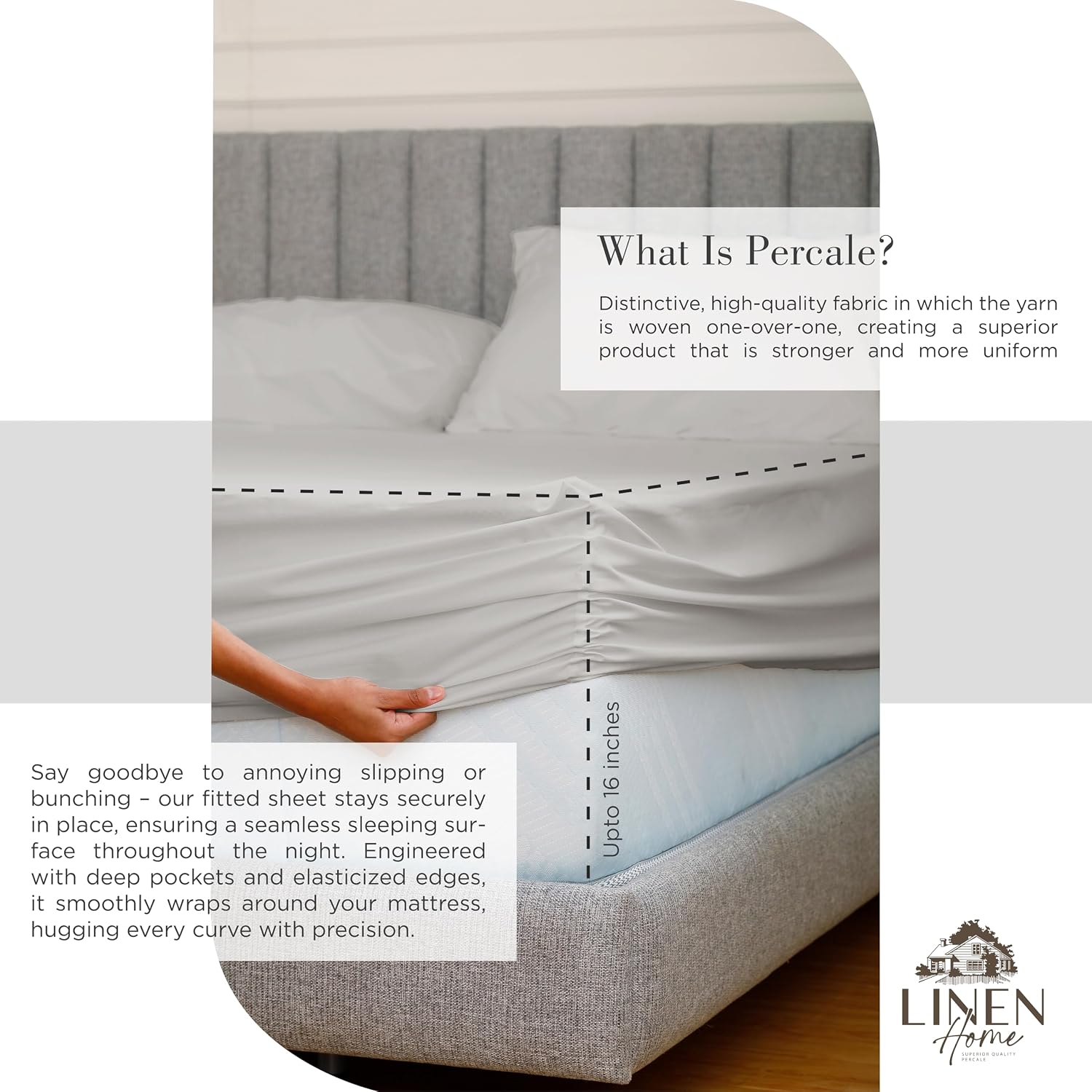 JUEGO DE SÁBANAS LINEN HOME PERCALE ALGODÓN 100% CALIFORNIA KING PLATA BOLSILLO PROFUNDO 4 PIEZAS - 4