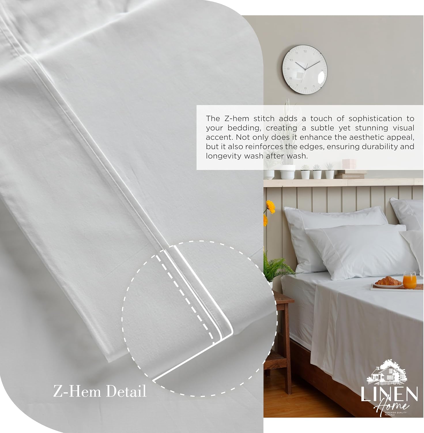 JUEGO DE SÁBANAS LINEN HOME TWIN 3 PIEZAS ALGODÓN PERCAL GRIS PALOMA - 3