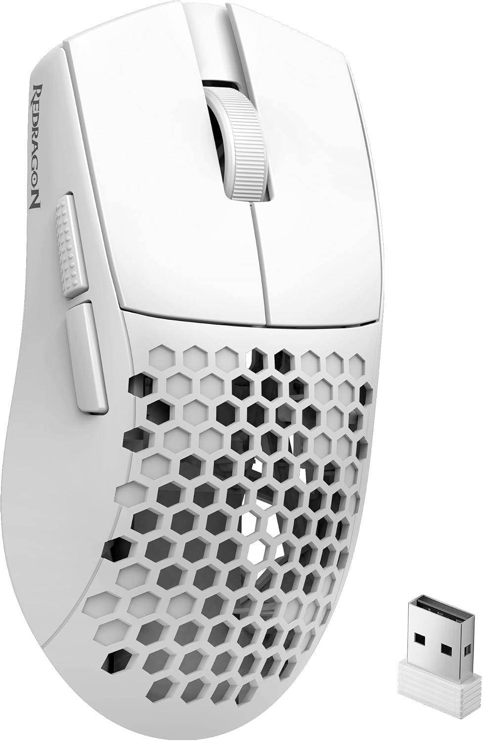 MOUSE GAMER REDRAGON M725 HONEYCOMB SHELL INALÁMBRICO LIGERO 49G BLANCO - 1
