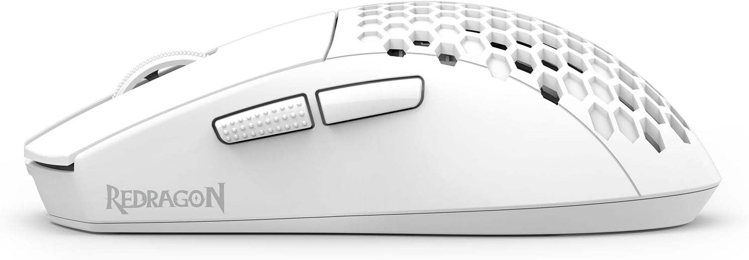 MOUSE GAMER REDRAGON M725 HONEYCOMB SHELL INALÁMBRICO LIGERO 49G BLANCO - 3