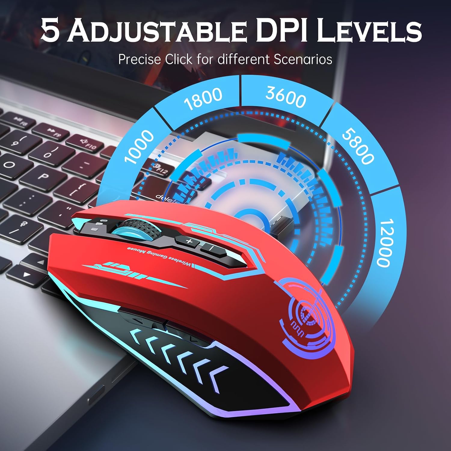 MOUSE GAMER UHURU WIRELESS 10000 DPI RECARGABLE LED - 2