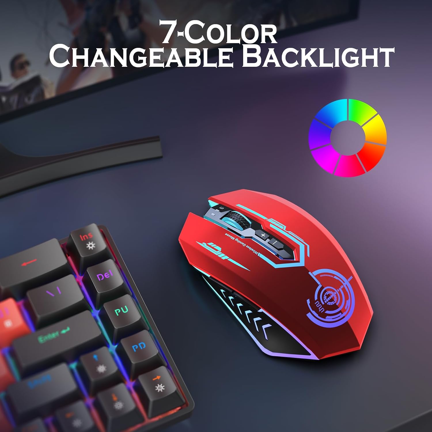 MOUSE GAMER UHURU WIRELESS 10000 DPI RECARGABLE LED - 3
