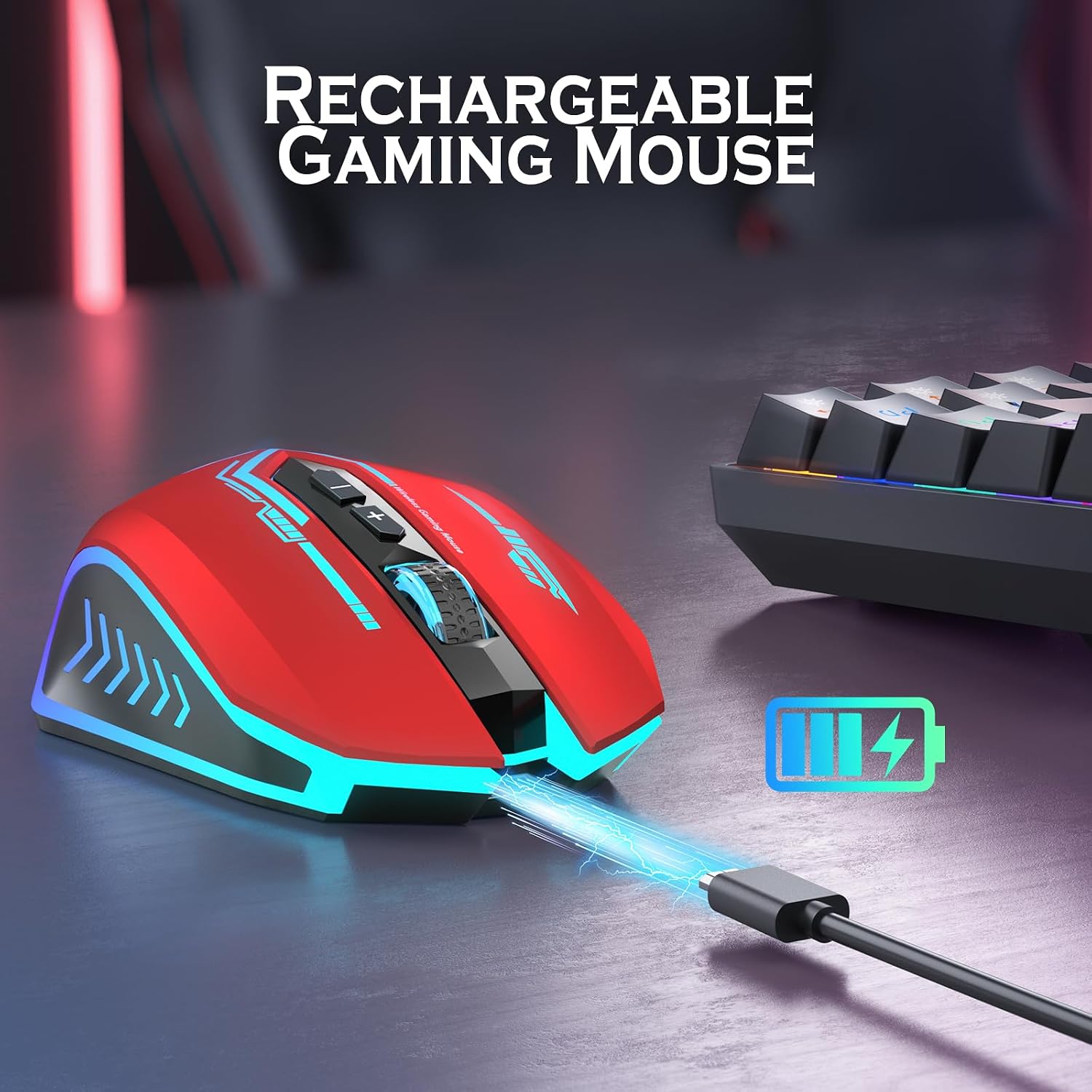 MOUSE GAMER UHURU WIRELESS 10000 DPI RECARGABLE LED - 5
