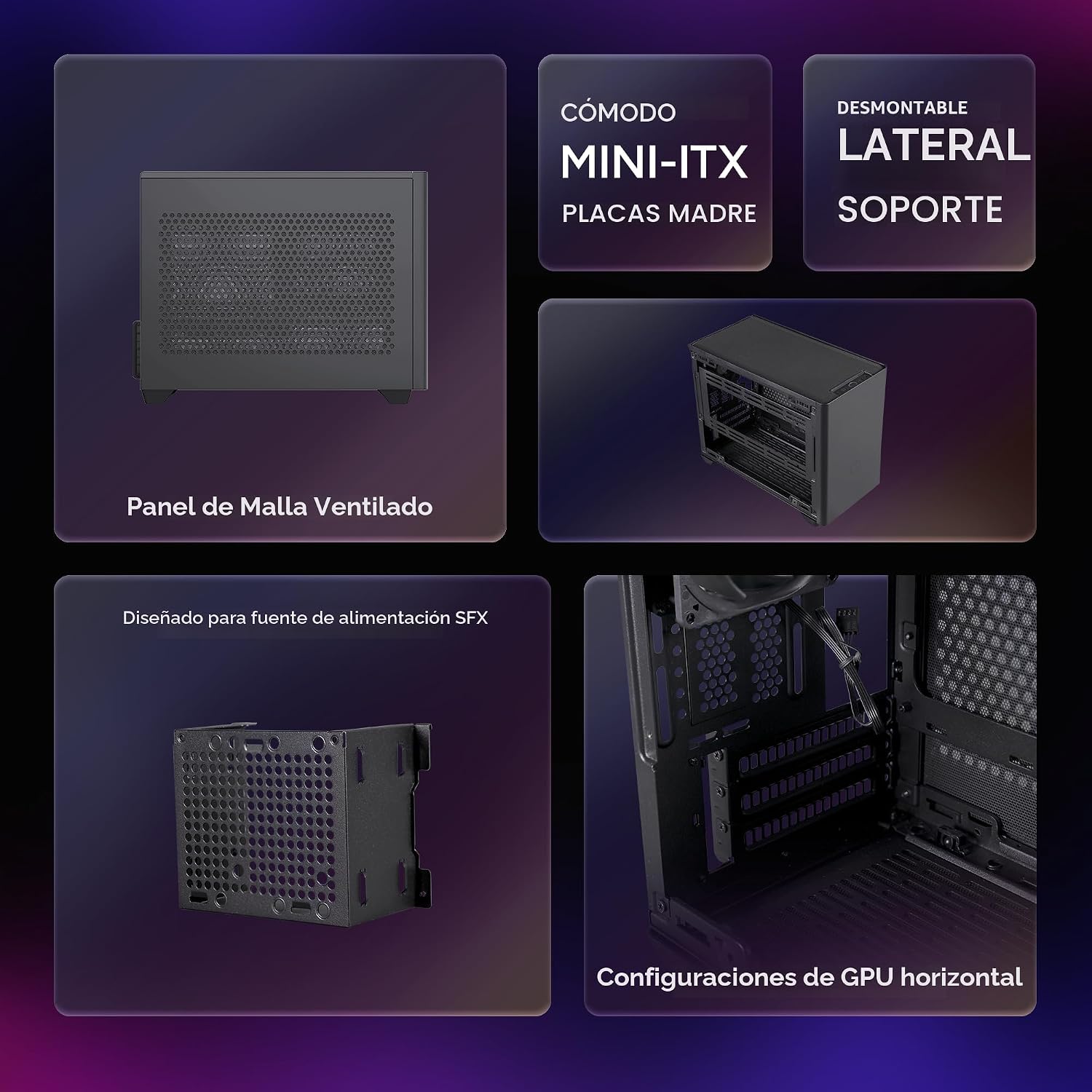 GABINETE COOLER MASTER NR200 MINI-ITX PARA PC CON SOPORTE PARA GPU DE 330MM - 2