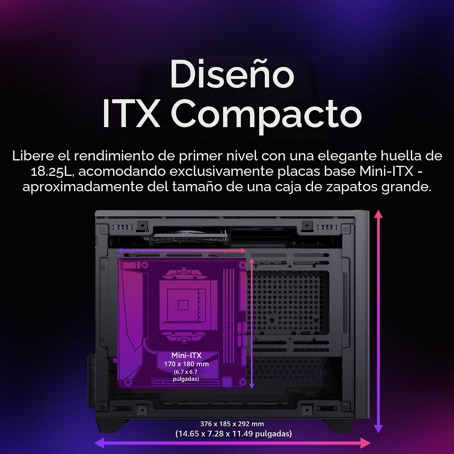 GABINETE COOLER MASTER NR200 MINI-ITX PARA PC CON SOPORTE PARA GPU DE 330MM - 3