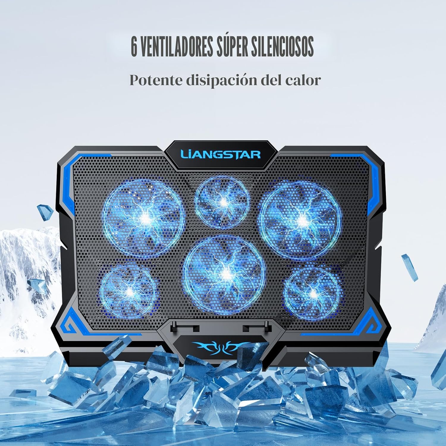 BASE DE ENFRIAMIENTO PARA LAPTOP LIANGSTAR CON 6 VENTILADORES LED PARA LAPTOPS DE 15.6 A 17 PULGADAS - 2