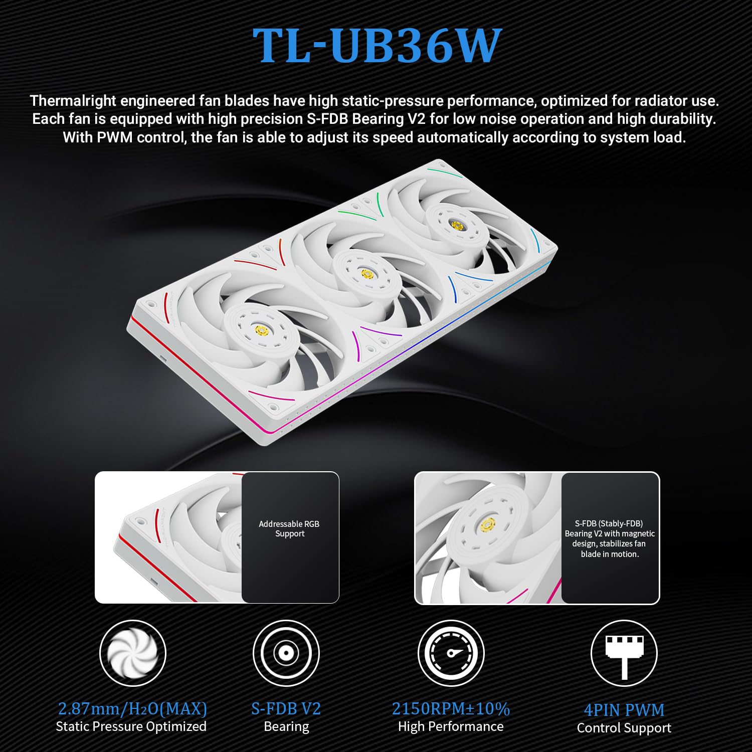 ENFRIADOR LÍQUIDO PARA CPU THERMALRIGHT TROFEO VISION 360 ARGB BLANCO CON PANTALLA IPS 6.86 PULGADAS - 3