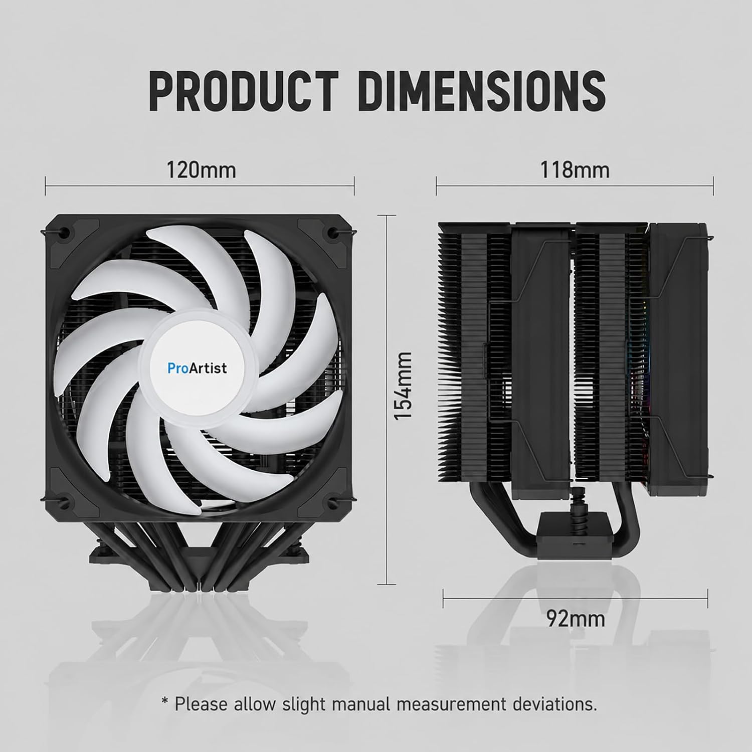 ENFRIADOR DE CPU PROARTIST E6 PRO BLACK ARGB DUAL TOWER 250W TDP - 4