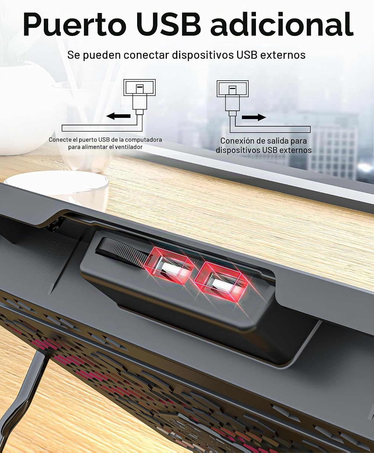 BASE DE ENFRIAMIENTO PARA LAPTOP AICHESON 17.3 PULGADAS 5 VENTILADORES ROJO - 4