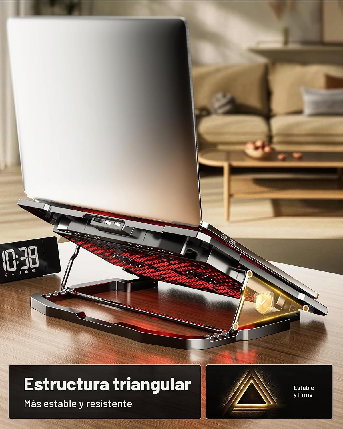 BASE DE ENFRIAMIENTO PARA LAPTOP AICHESON 17.3 PULGADAS 5 VENTILADORES ROJO - 5