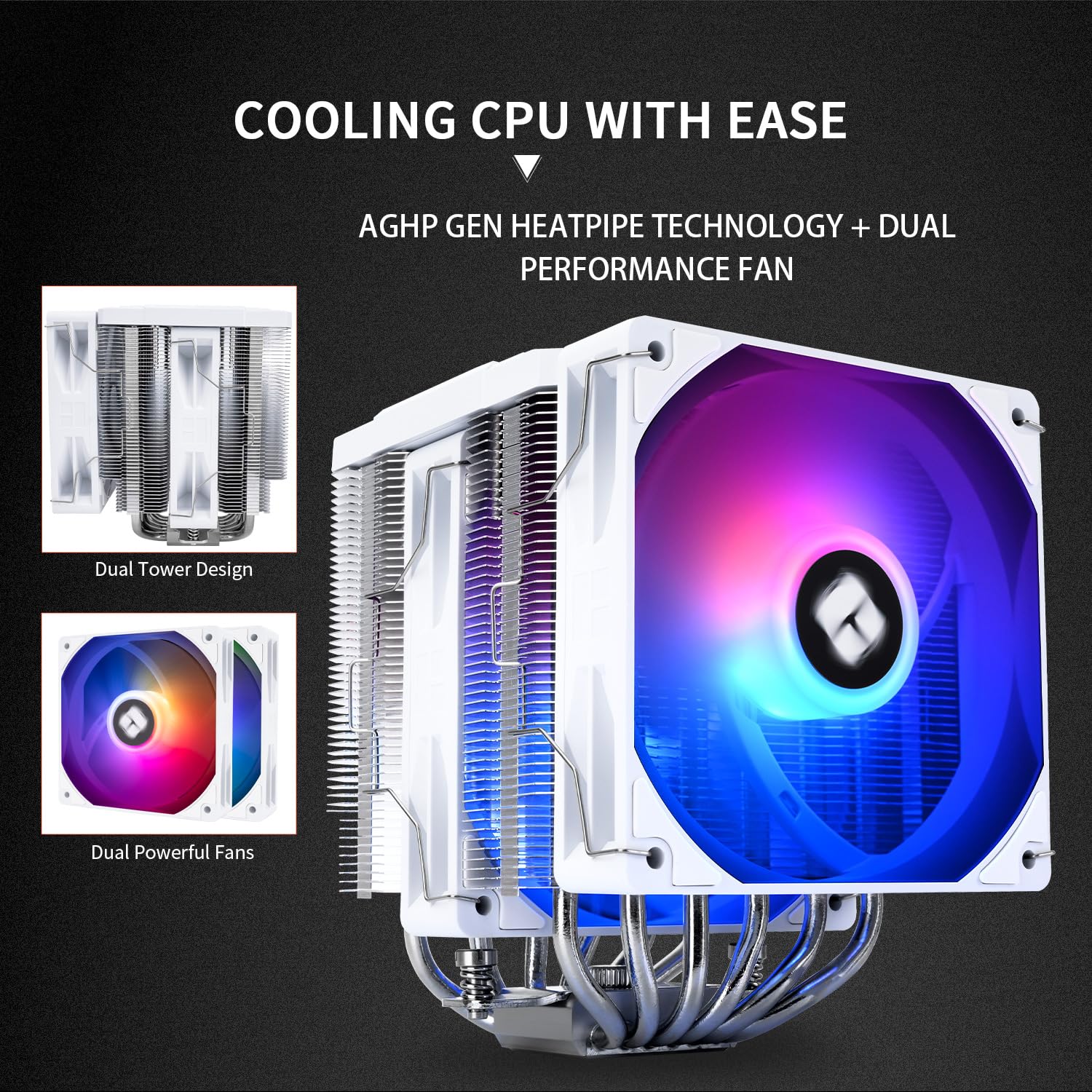 ENFRIADOR DE CPU THERMALRIGHT PEERLESS ASSASSIN 120 DIGITAL ARGB BLANCO - 2