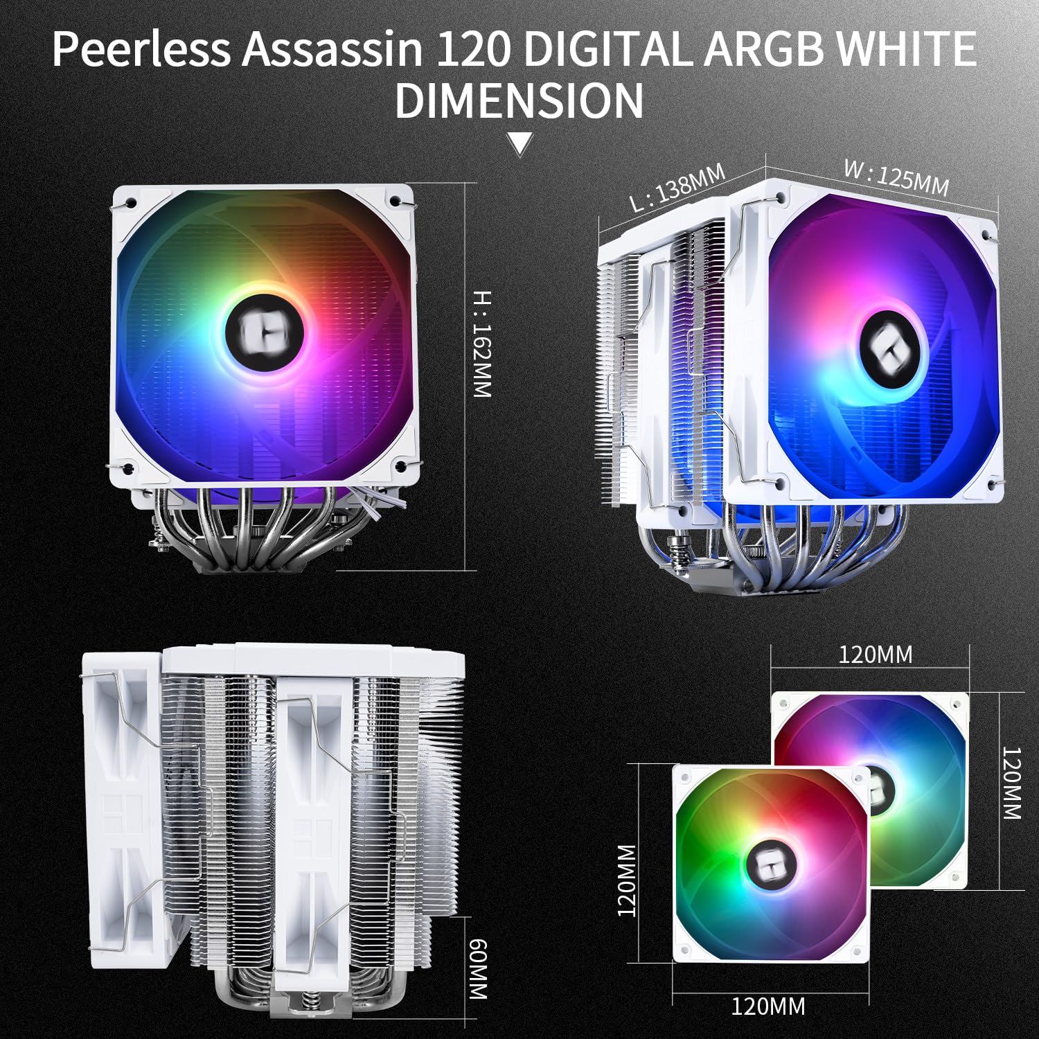 ENFRIADOR DE CPU THERMALRIGHT PEERLESS ASSASSIN 120 DIGITAL ARGB BLANCO - 5