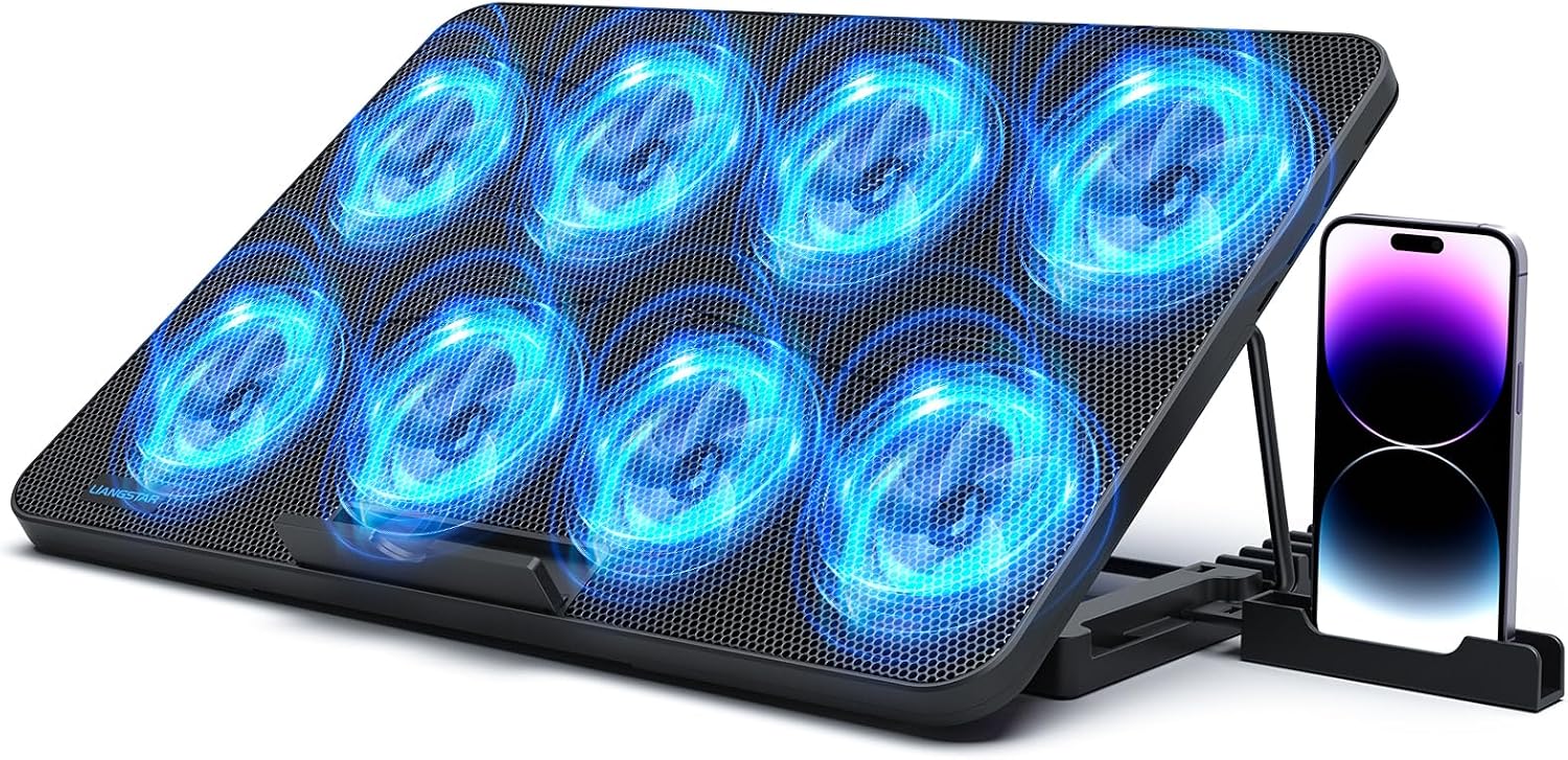 BASE DE ENFRIAMIENTO PARA LAPTOP LIANGSTAR CON 8 VENTILADORES SILENCIOSOS PARA LAPTOPS DE 12 A 17 PULGADAS - 1