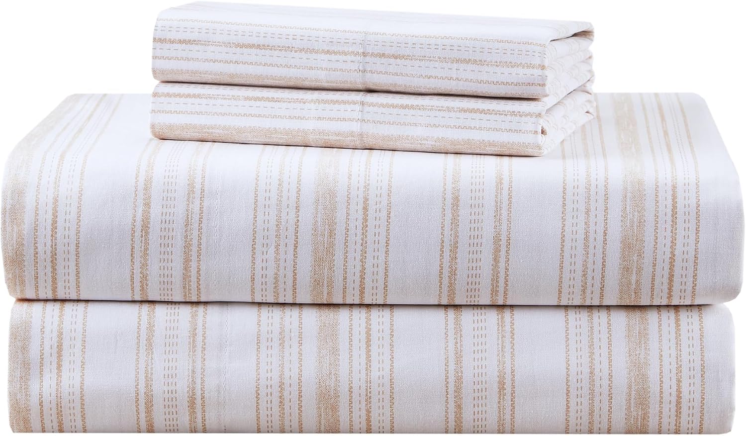 JUEGO DE SÁBANAS COMFORT SPACES QUEEN 100% ALGODÓN PERCAL 4 PIEZAS TAUPE - 1