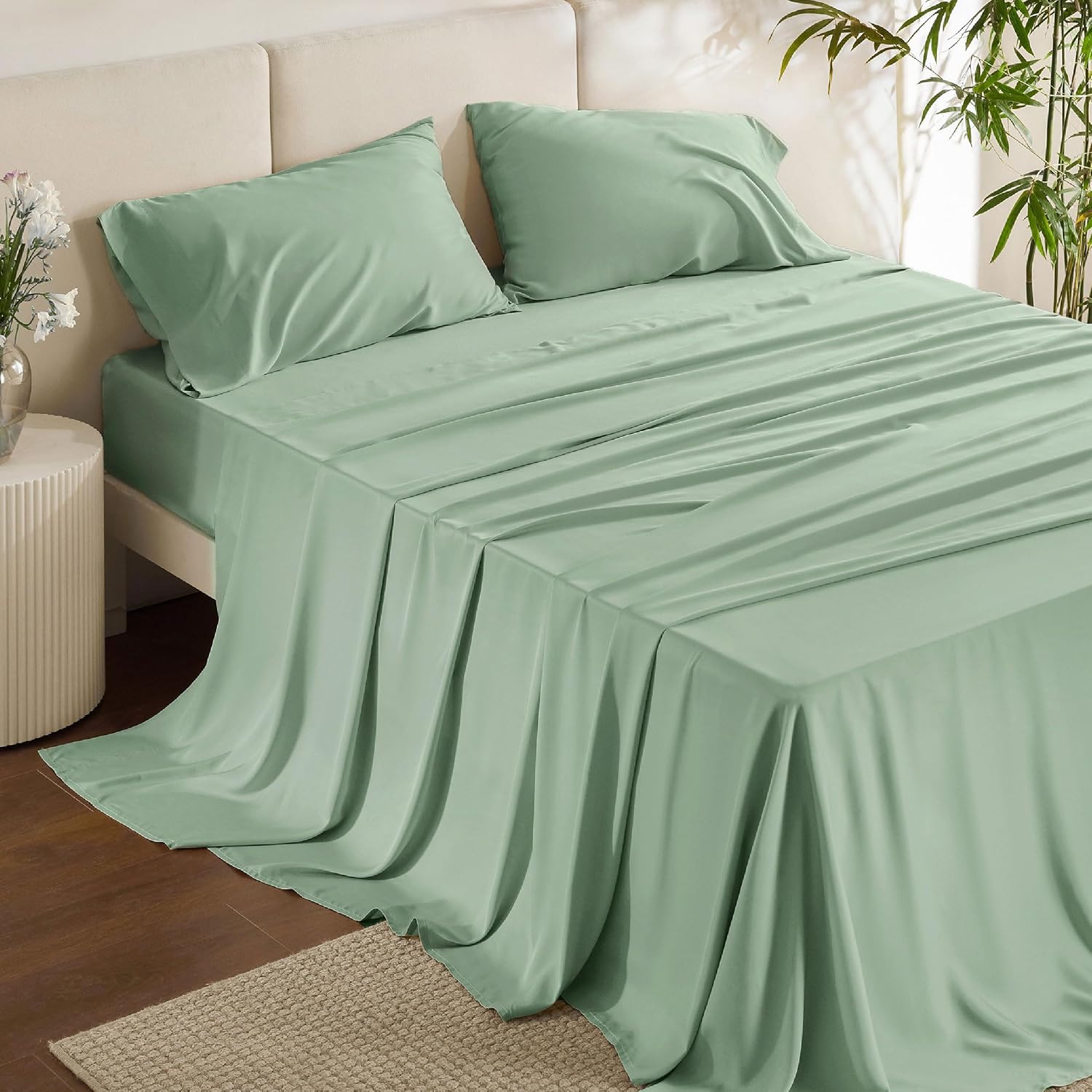 JUEGO DE SÁBANAS BEDSURE PUREWOVEN 100% RAYÓN DE BAMBÚ FULL 4 PIEZAS - 1