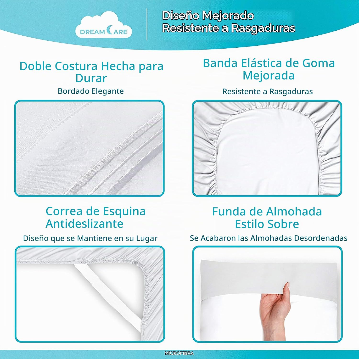JUEGO DE SÁBANAS KING DREAMCARE 6 PIEZAS MICROFIBRA - 5