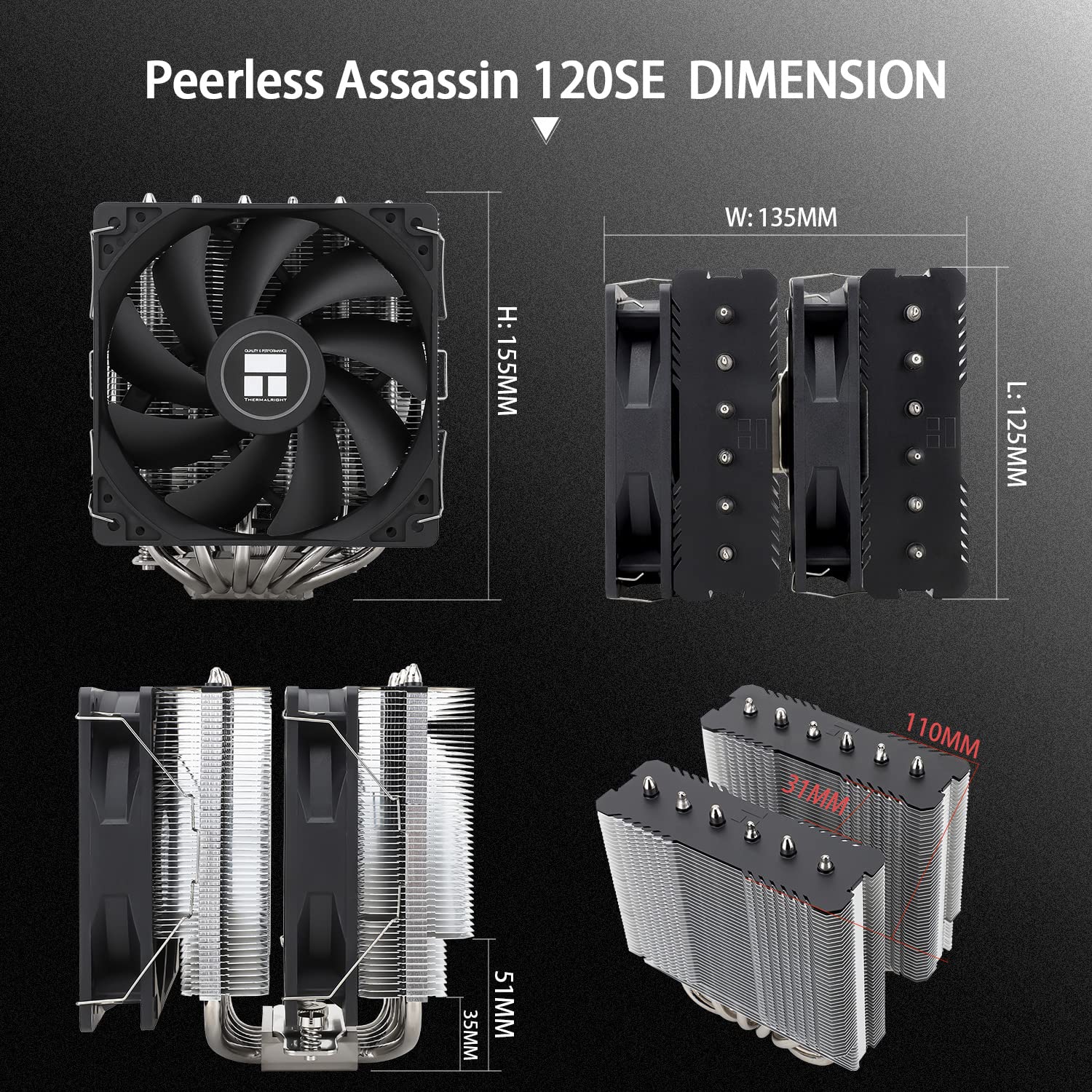 REFRIGERADOR PARA CPU THERMALRIGHT PEERLESS ASSASSIN 120 SE 6 HEAT PIPES DUAL 120MM PWM - 4