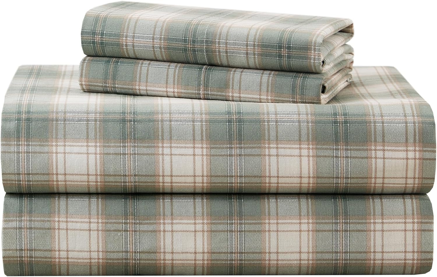 JUEGO DE SÁBANAS COMFORT SPACES WESLEY QUEEN 4 PIEZAS ALGODÓN PERCAL 144 HILOS VERDE - 1