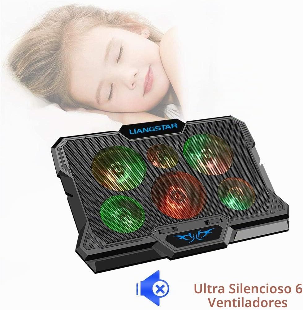 BASE DE ENFRIAMIENTO PARA LAPTOP LIANGSTAR 6 VENTILADORES RGB PARA LAPTOPS 15.6-17 PULGADAS - 2